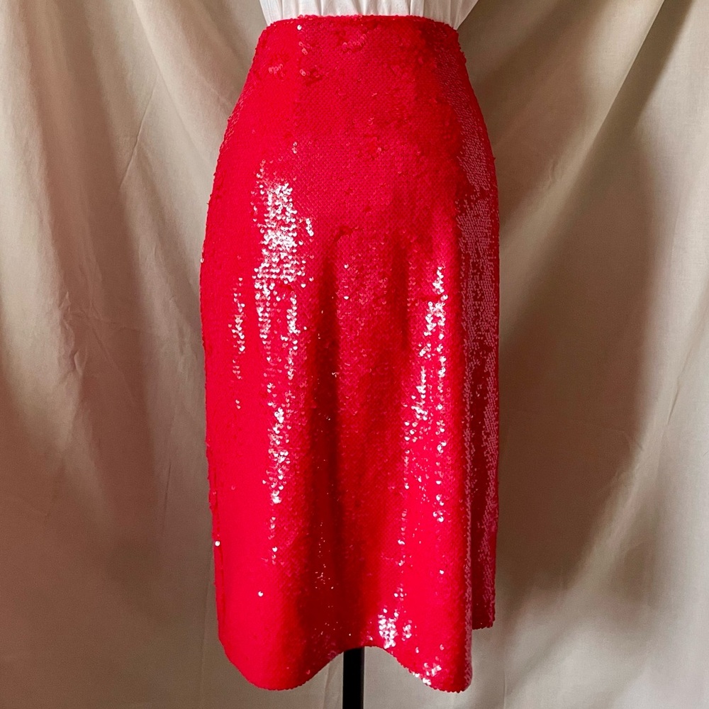 Glamour ASOS Cherry Red Sequin Pencil Skirt sz UK 12 / US 8-10 NWT - Picture 3 of 13